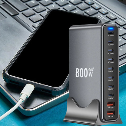 2025 New 800W GaN Fast Charging PD3.1 PPS 10 Ports USB C Type C Fast Charger Station Adapters for iPhone Samsung Xiaomi Huawei