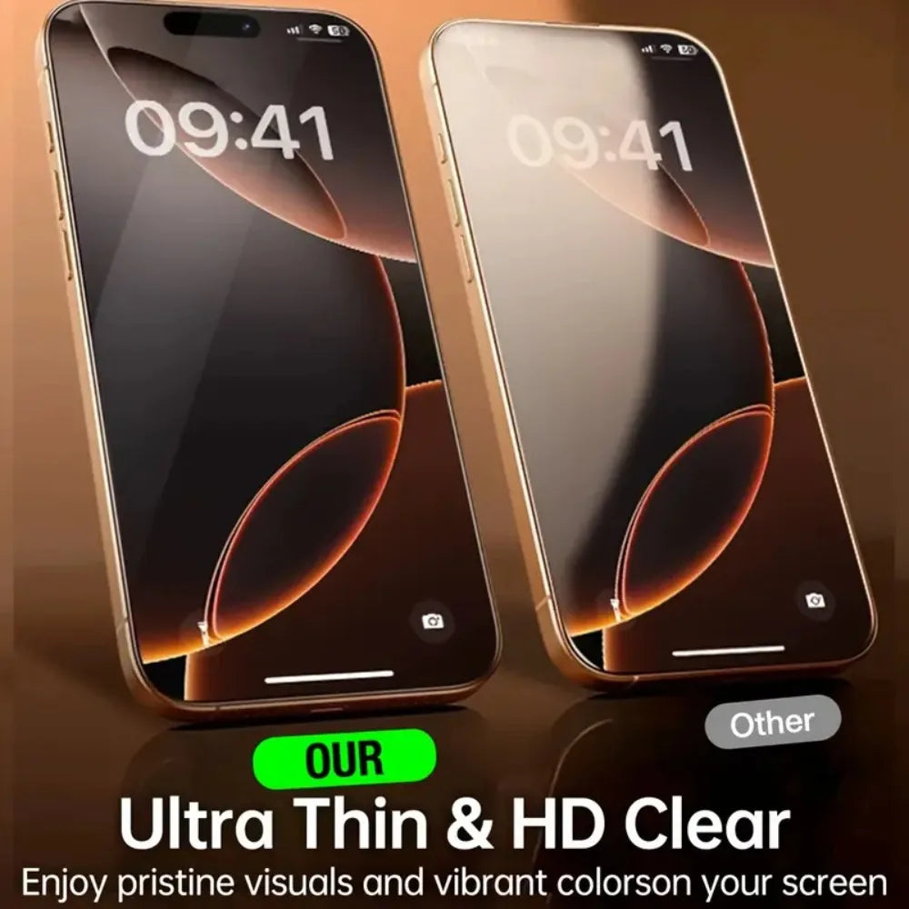 2Pcs Full Cover HD Screen Protector for iPhone 17 16 15 Pro Max 13 12 14 Pro 16 15 Plus 17 Air  Dust Free Install Tempered Film