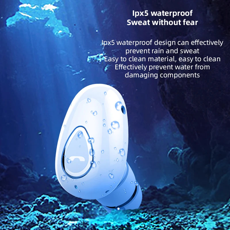 Mini Invisible Earphones Bluetooth 5.0 Wireless Headphones Hands Free Sports In-Ear Earbuds HiFi Music Gaming Headset with Mic - Universal Market
