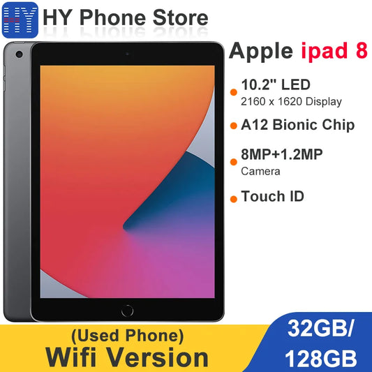 Apple ipad 8th Gen 2020 Wifi Version Model Tablet PC 8MP+1.2MP Camera A12 Fusion 10.2” Screen Support Apple Pencil Touch ID - Universal Market