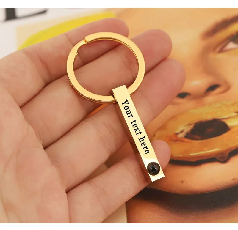 Custom Projection Photo Bar Necklace Personalized Memorial Gift For Him Dad Boyfriend Custom Birthday Anniversary Gifts Jewelry - Universal Market