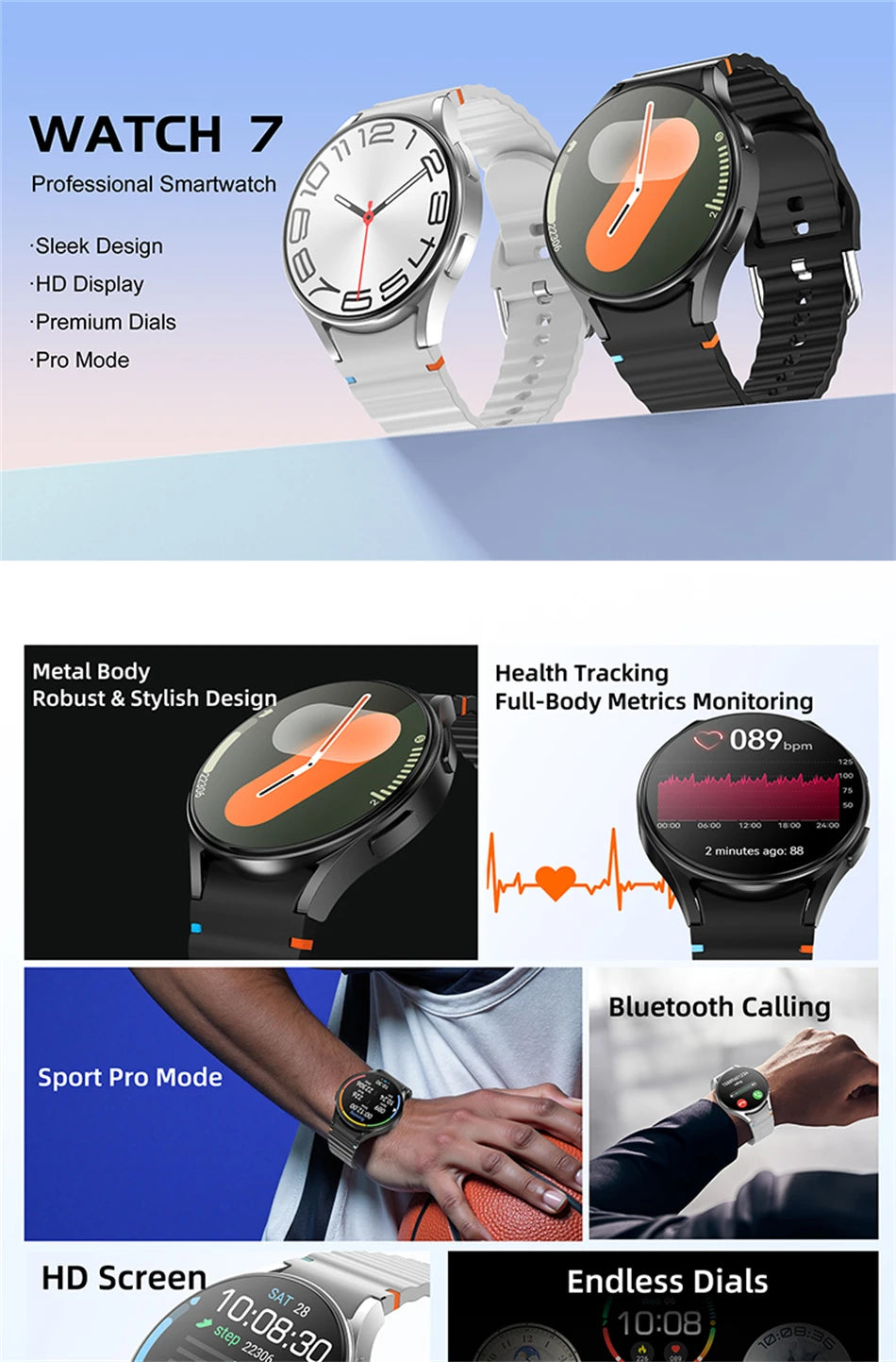 2025 New Bluetooth Call Smart Watch 7 Classic Men AMOLED HD Screen AI Voice Assistant Bluetooth Call NFC GPS Smartwatch Women