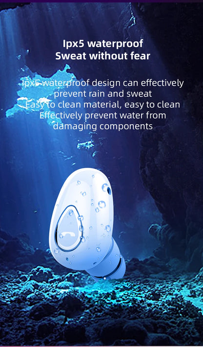 Mini Invisible Earphones Bluetooth 5.0 Wireless Headphones Hands Free Sports In-Ear Earbuds HiFi Music Gaming Headset with Mic - Universal Market