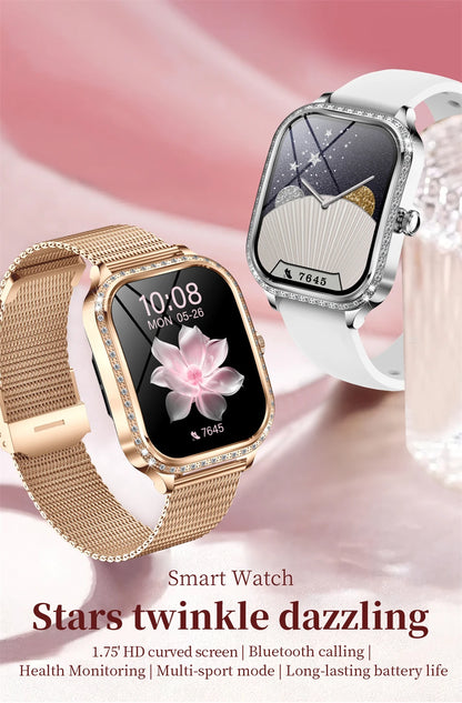For Xiaomi Huawei New Women Smart Watch Heart Rate Blood Pressure Monitor Music Playback AI Voice Sports BT Calling SmartWatch