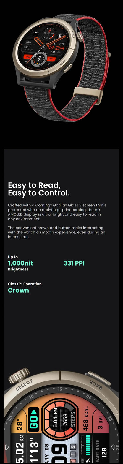 Original Amazfit Cheetah Pro Unrivaled GPS Accuracy 47mm Smartwatch 14Days Battery Life Dual-band GPS Smart Watch Open Box 99New
