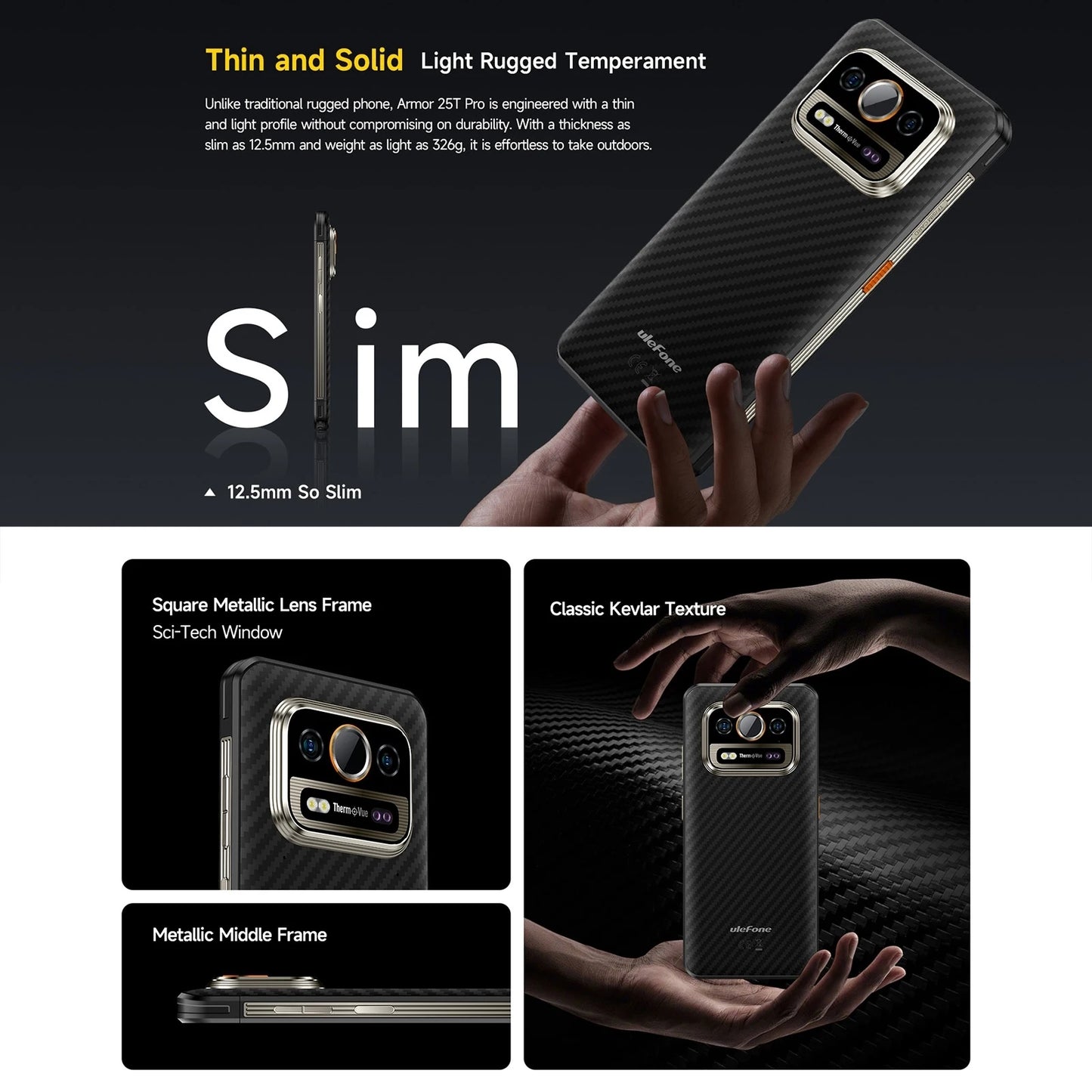 Ulefone Armor 25T Pro 5G Rugged Smartphone Thermal Imaging Android 14 Waterproof 6.78'' 33W 50MP+64MP 6GB+256GB 6500mAh NFC