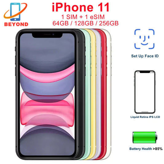 Apple iPhone 11 64/128/256GB ROM 6.1" Original Liquid Retina IPS LCD FACE ID A13 Genuine Unlocked 4G LTE 98% New Mobile Phone - Universal Market