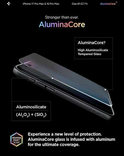 Spigen Glas.tR EZ Fit | Sensor Protected for iPhone 17 Pro Max/17Pro, 17/16 Pro Max /16 Pro Tempered Glass Screen Protector (2P)