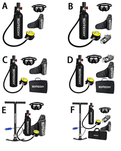 Scuba Diving Oxygen Tank  1L Cylinder Underwater Breather for  with Breathing Valve A Set - Universal Market