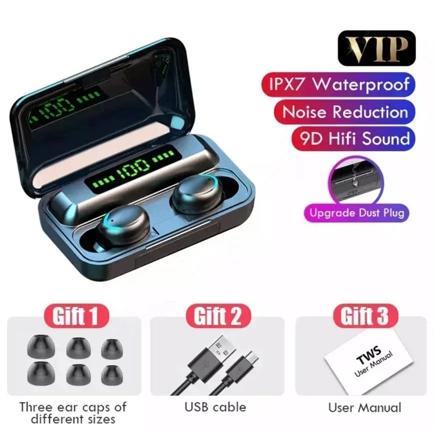 TWS F9-5 Earphone Bluetooth 5.3 Wireless Headphones Hifi Stereo Sports Waterproof Earbuds Headset Hearing Aids With Mic Handfree - Universal Market
