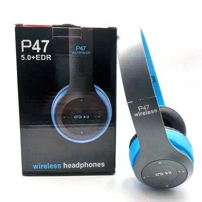 P47 Bluetooth 5.0 Wireless Headphone Foldable HIFI Stereo Bass Earphone Kid Helmet Gift With Mic USB Adaptor For iPhone Game - Universal Market