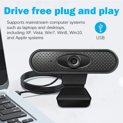 2K Full HD 1080P Network Camera Built in Microphone USB Camera Mini Web Cam for Auto Focus PC Mac Laptop Video Shooting Camera