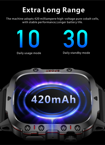 2025 Outdoor Smart Watch Men 2.01" Screen 3ATM Waterproof Watches Bluetooth Call Ai Voice Sport Smartwatch For Android IOS Phone