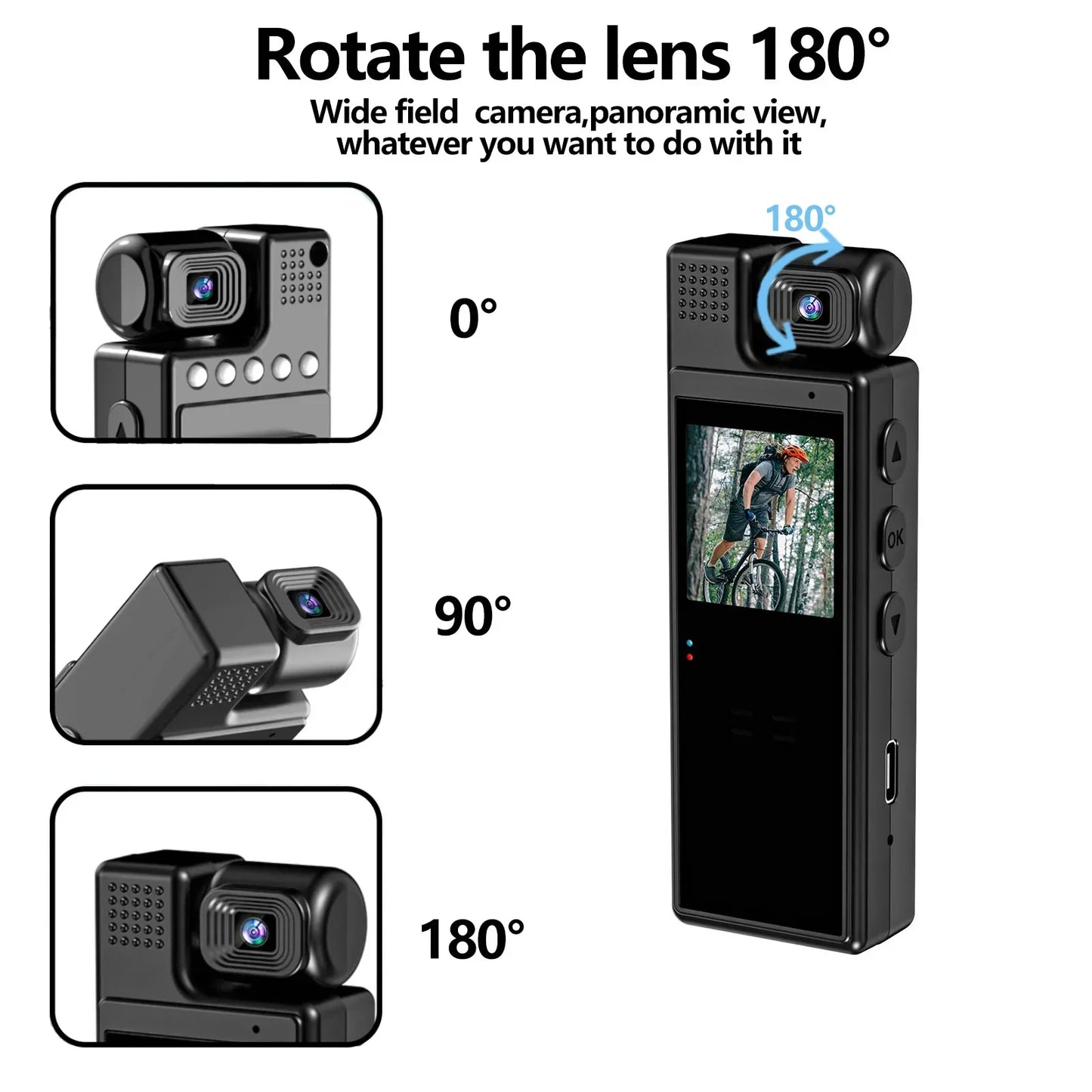 VIVO 8K HD Mini Action Camera Wifi Back Clip 180° Rotatable IR Night Vision Sports Cam Travel Bicycle Driver Video Recorder