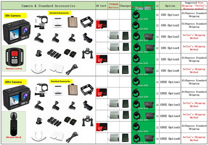 G9SE Action Camera 5K30fps 4K60fps 50MP 2.0 Touch LCD EIS DVR Webcam Dual Screen Wi-Fi 170D Waterproof 30M 5X Zoom Sports Camera