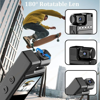 VIVO 8K HD Mini Action Camera Wifi Back Clip 180° Rotatable IR Night Vision Sports Cam Travel Bicycle Driver Video Recorder