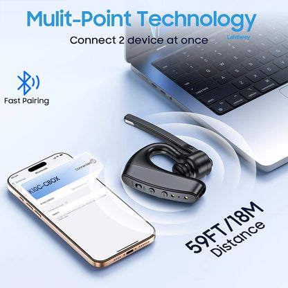 Bluetooth Headset, Wireless Earpiece with Charging Case, Bluetooth Headphones with Dual-Mic Noise Cancelling for Trucker Office - Universal Market