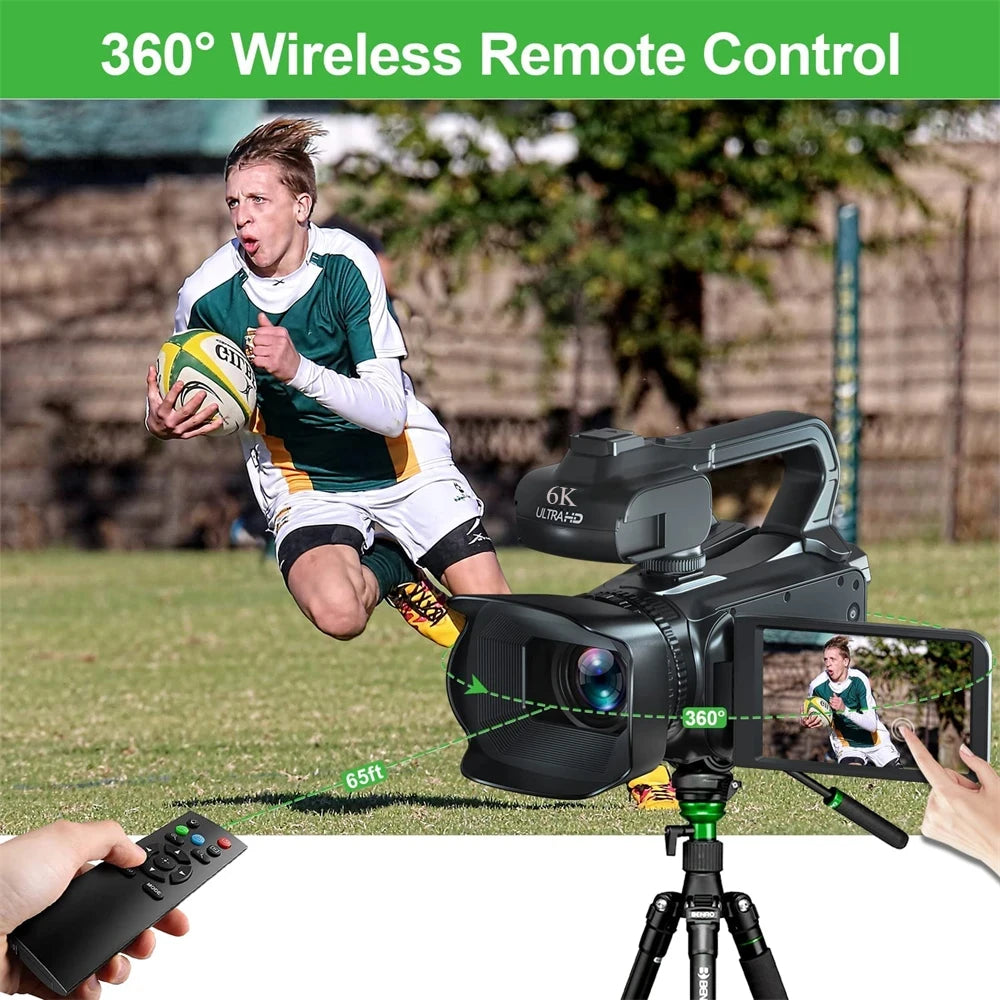 Full 6K Camcorder 64MP Youtuber Professional Digital Video Camera Streaming Auto Focus Photography Vlog Recorder 4" Touch Screen - Universal Market
