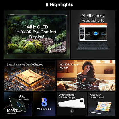 Global Version Original Honor Tablet MagicPad 2 Snapdragon 8s Gen 3 12.3'' 3K OLED 144Hz Display Pad 10050mAh Long Battery Life