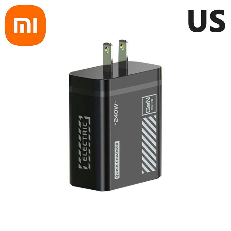 Xiaomi 240W 5 Ports Type-C USB Fast Charger EU US Plug Charger With LED Light Desktop Power Adapter For Iphone Samsung Huawei