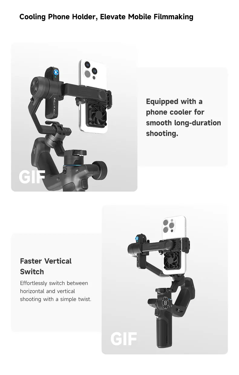 FeiyuTech SCORP Mini 3 Pro Gimbal with Detachable Remote Handle & AI 4.0 Tracking for Mirrorless, Action Camera & Smartphones - Universal Market