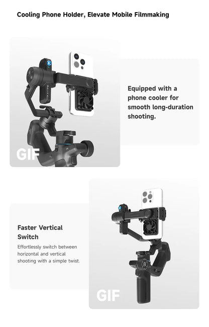 FeiyuTech SCORP Mini 3 Pro Gimbal with Detachable Remote Handle & AI 4.0 Tracking for Mirrorless, Action Camera & Smartphones - Universal Market