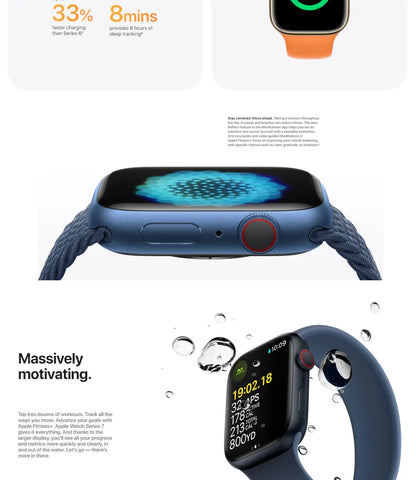 100% Original Apple Watch Series 7 41mm / 45mm Apple Watch S7 Aluminum Case with Sport Band iOS SmartWatch