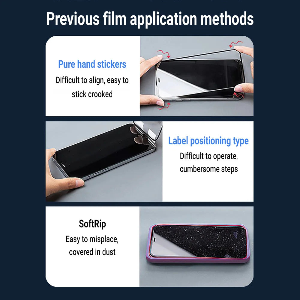 1-2PCs Privacy Screen Protector For iPhone 16 15 14 13 12 11 Pro Max XR XS X 8K Oleophobic Coating Dust free Installation Glass
