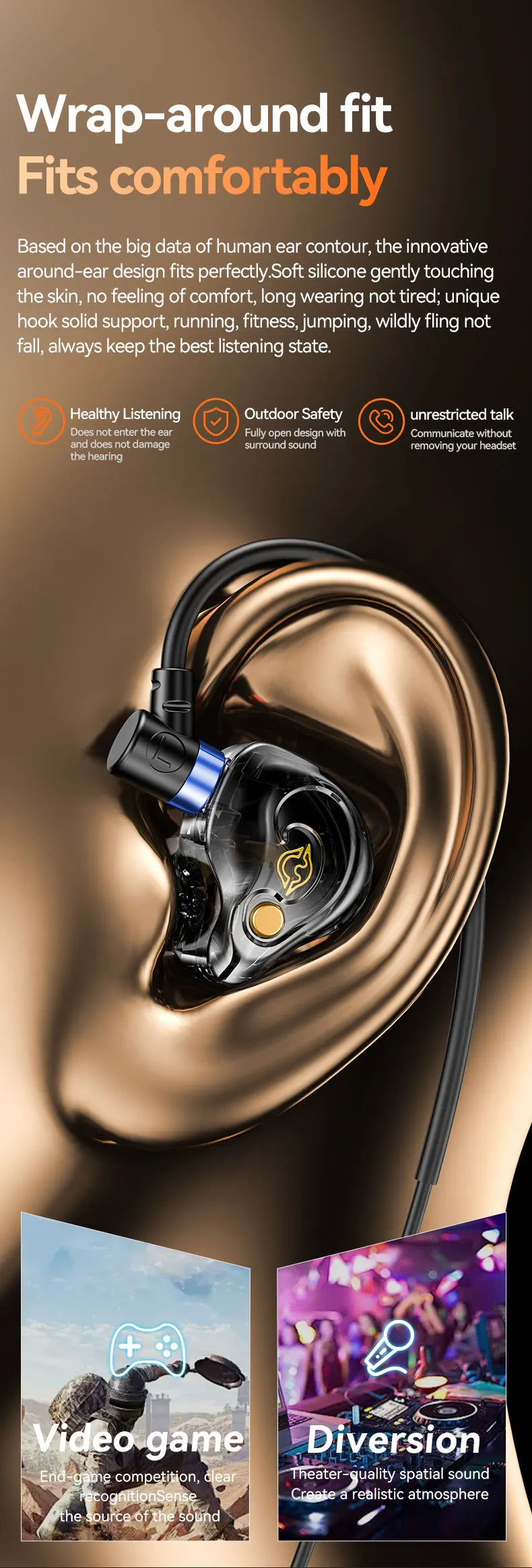 NEW 8D Surround Sound Gaming Earphones Type C&3.5mm Wired In Ear Earbuds Headphones Sports Gamer Headset for Samsung With HD Mic - Universal Market