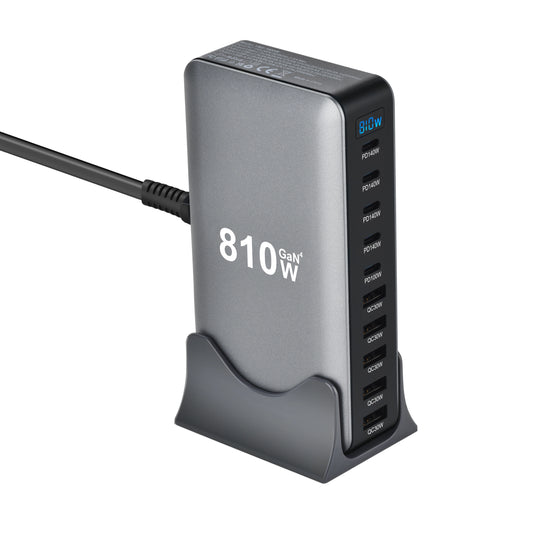 2025 New 810W GaN PD3.1 Fast Charging Station Adapters USB Type C 10-Port Desktop Fast Charger for Mobile & Tablets Dropshipping