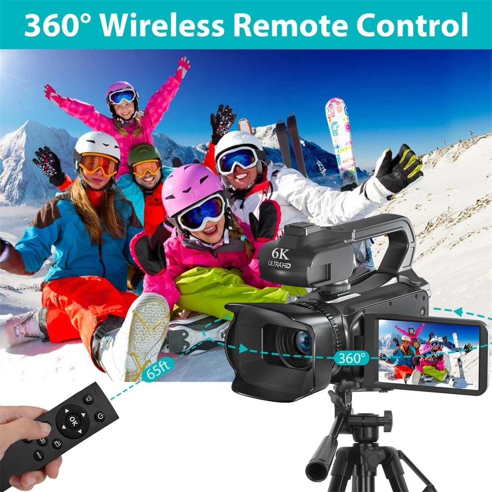Full 6K Camcorder 64MP Youtuber Professional Digital Video Camera Streaming Auto Focus Photography Vlog Recorder 4" Touch Screen - Universal Market