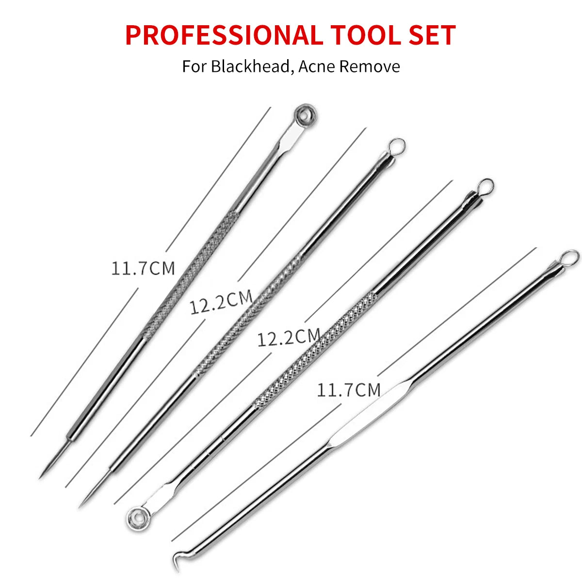Acne Needle Remove Blackhead Blemish Pimple Comedone 4pcs/Set Double-ended Stainless Steel Facial Cleaning Skin Care