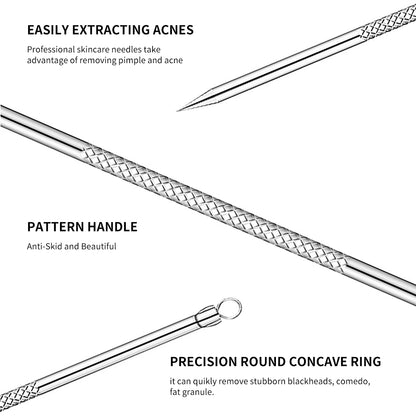 Acne Needle Remove Blackhead Blemish Pimple Comedone 4pcs/Set Double-ended Stainless Steel Facial Cleaning Skin Care