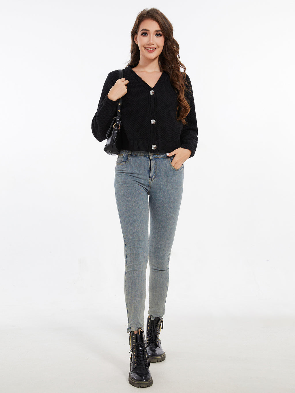 Women's Long Sleeved Striped Cardigan Sweater Top