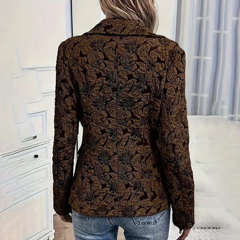 Women's Fall Business Casual Jacket 2025, Chic Floral Single Button Long Sleeve Blazer